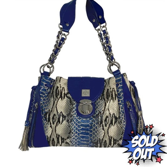 Sharif 1827 Blue Snakeskin Leather Bag