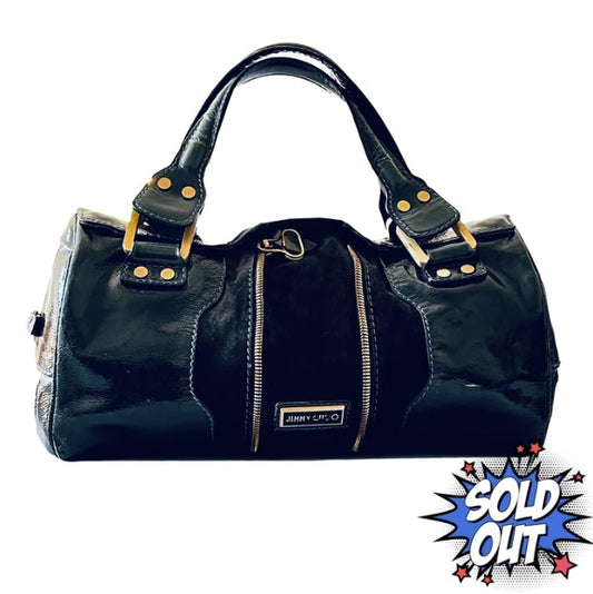 Jimmy Choo Patent Leather and Suede Satchel Bag