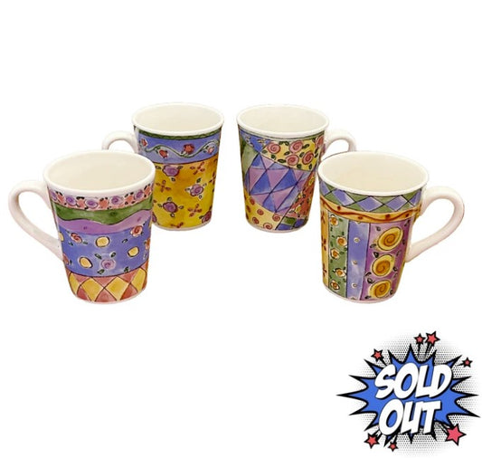 Sango Sweet Shoppe Vintage China Coffee Mug Set. Set of 4.