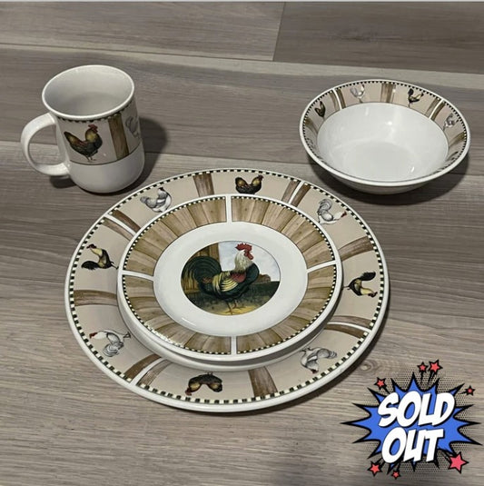 Oneida Casual Settings "On the Farm" Stone Dinnerware Set. 16-pcs.