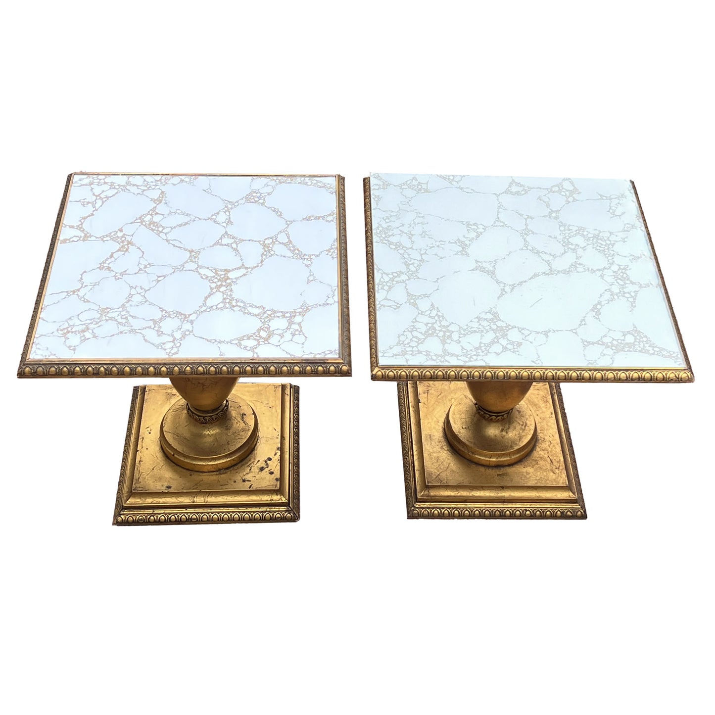 Set-of-2-Mid-Century-Giltwood-Accent-Tables-with-Gold-Veined-Mirrored-Tops.-Shop-eBargainsAndDeals.com