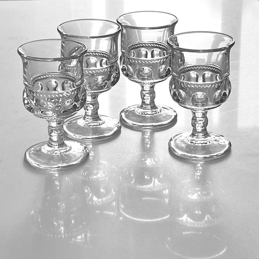 Kings Crown Clear Thumbprint Water Goblets. Tiffin-Franciscan 4-8pcs