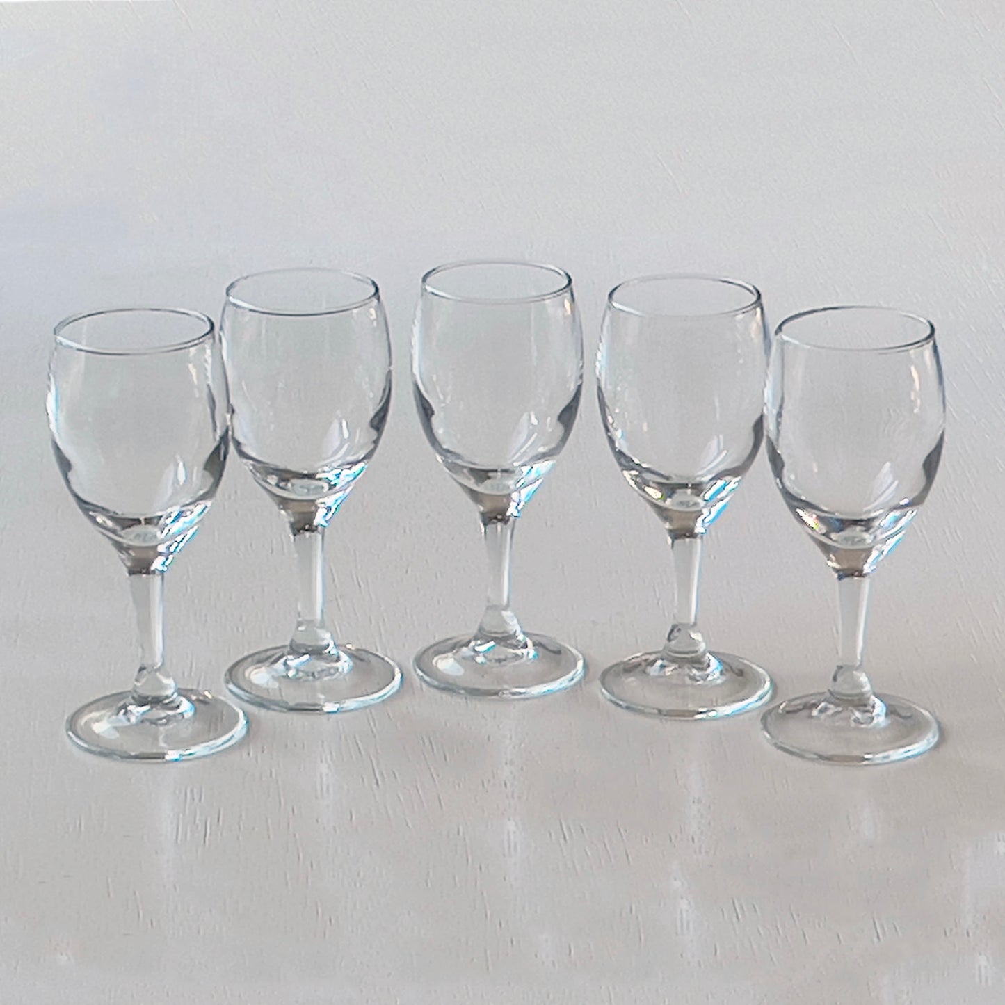 Clear Glass Stemmed Goblets 4.5" - Set of 5