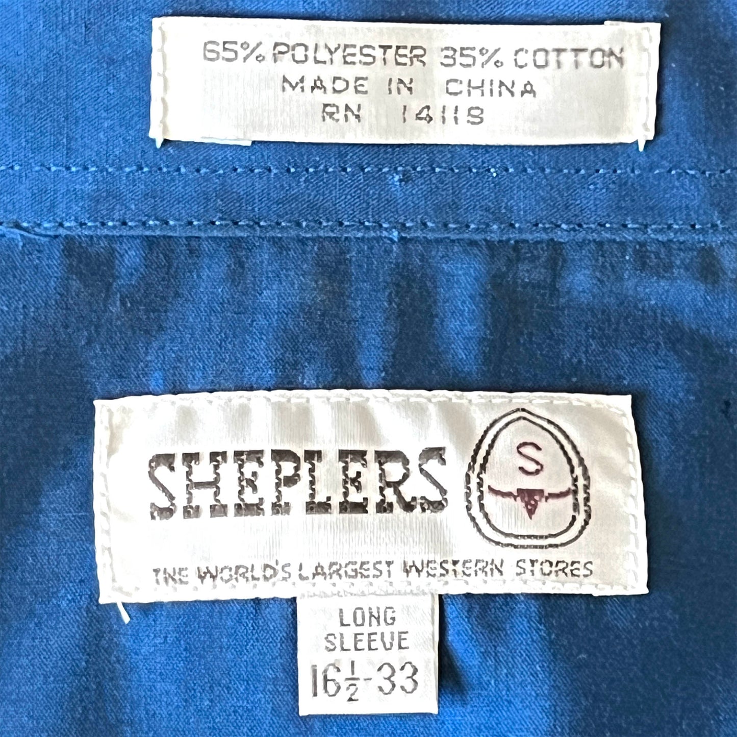 Sheplers-Blue-Western-Shirt.-Brand-logo,-size,-material.-Shop-eBargainsAndDeals.com
