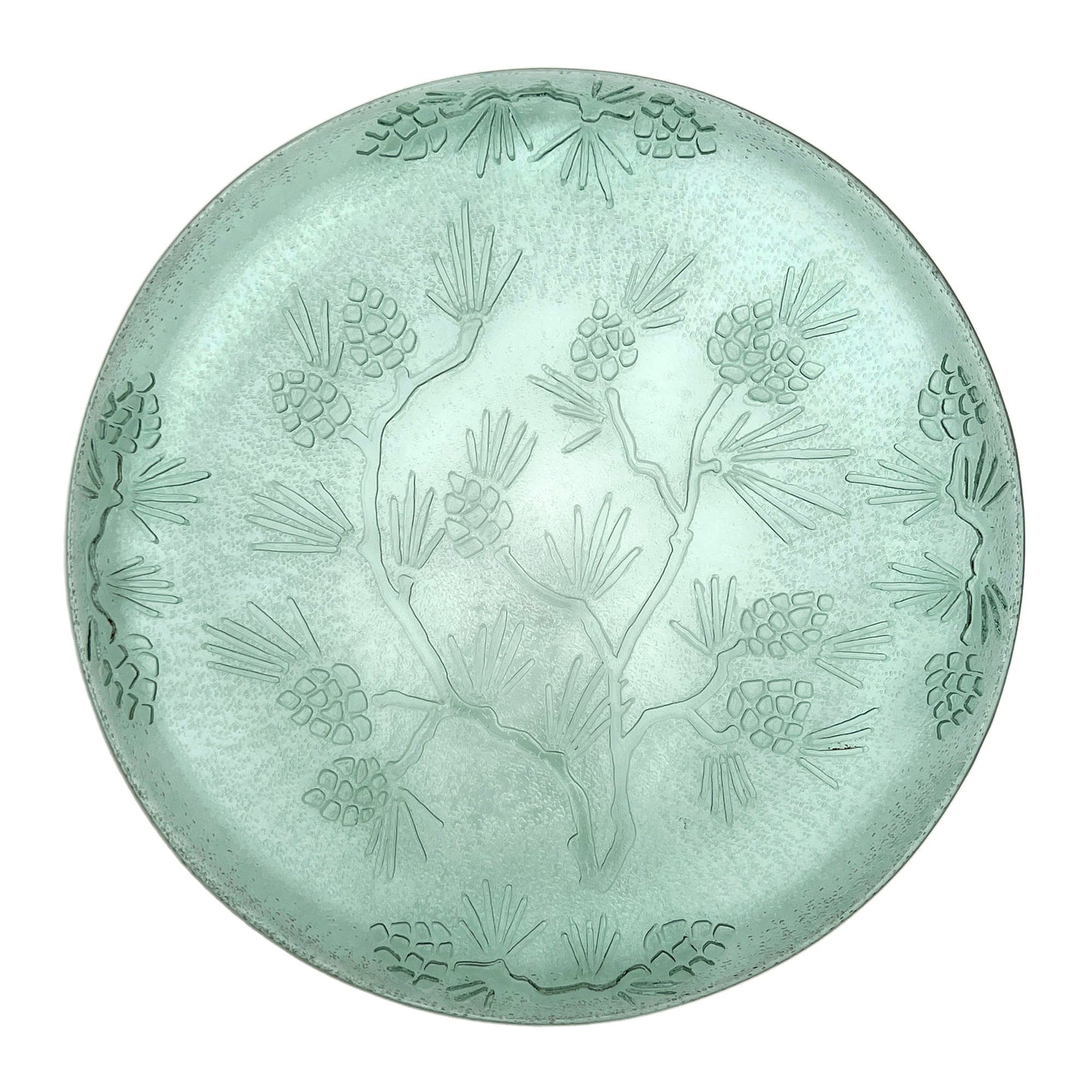 Tiara-Green-Glass-Ponderosa-Pine-Serving-Plate.-Back-view.