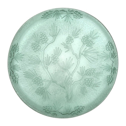 Tiara-Green-Glass-Ponderosa-Pine-Serving-Plate.-Back-view.