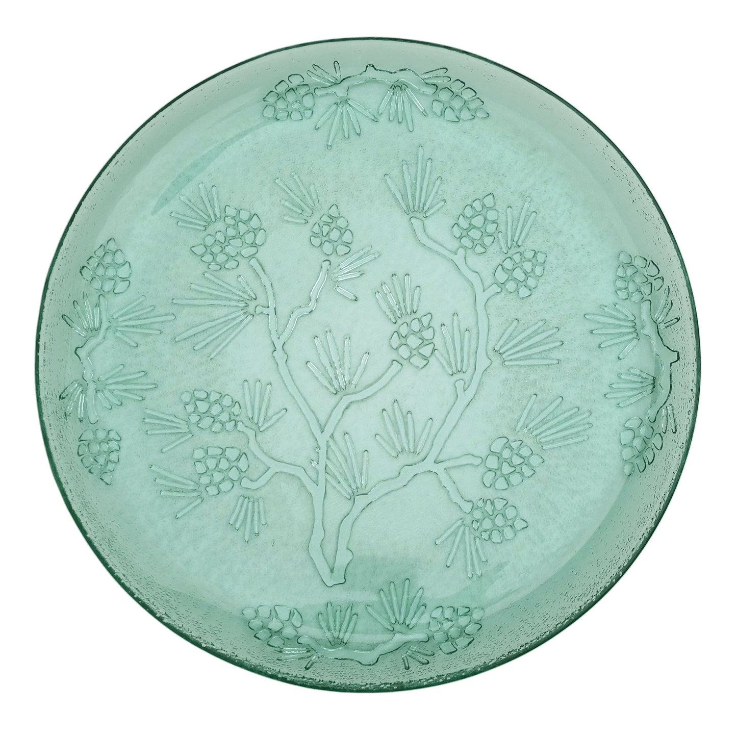 Tiara-Green-Glass-Ponderosa-Pine-Serving-Plate.-Close-up-View