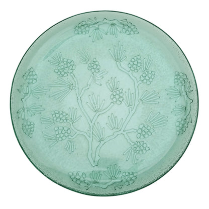 Tiara-Green-Glass-Ponderosa-Pine-Serving-Plate.-Close-up-View