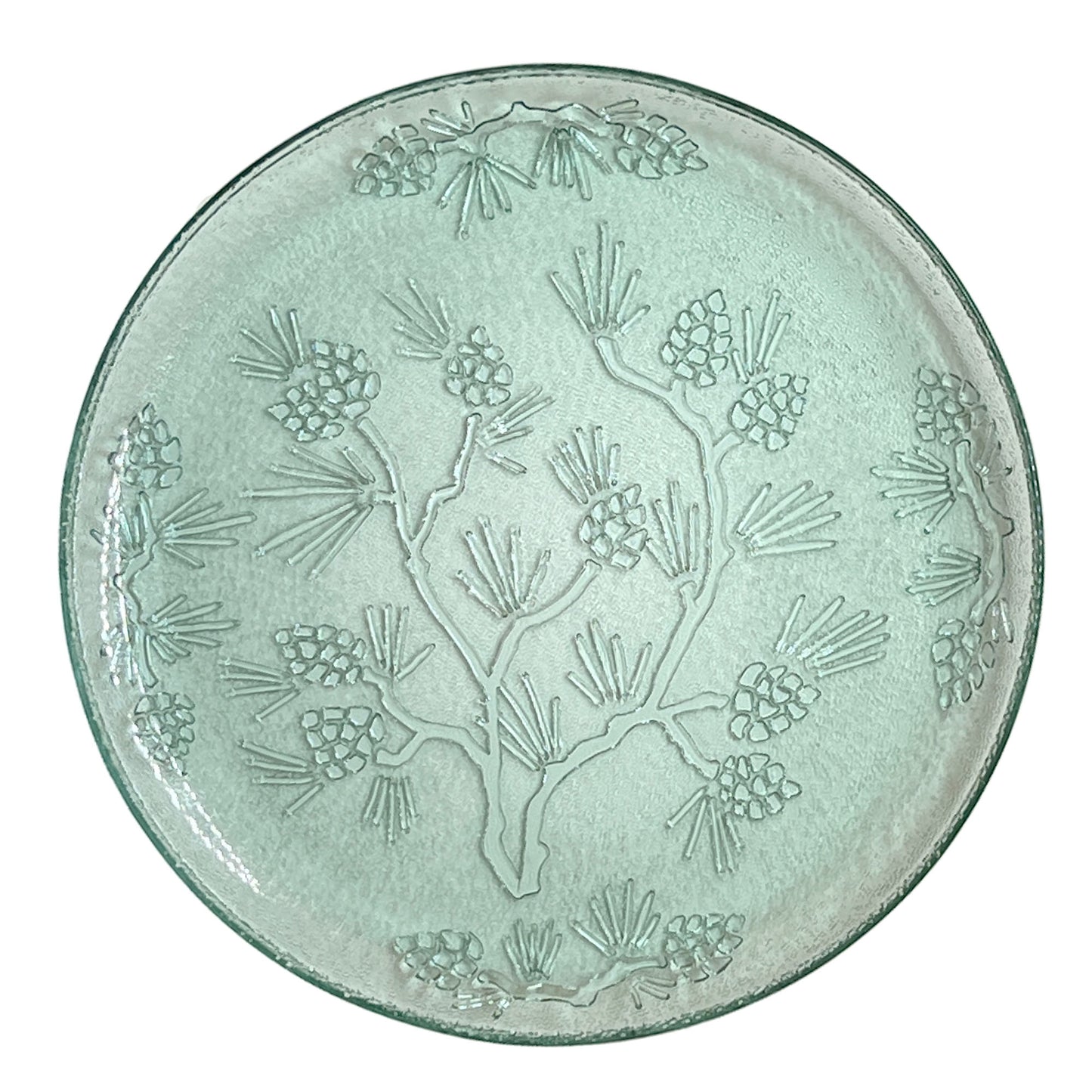 Tiara-Round-Green-Ponderosa-Pine-Glass-Serving-Plate.