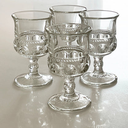 1940's Tiffin-Franciscan King's Crown Clear Water Goblets 5-5/8 in. Set of 4