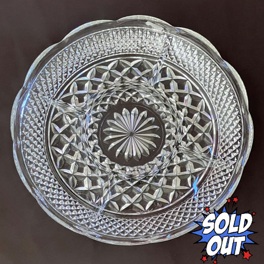 Anchor Hocking Wexford Crystal Glass 5-Section Serving Plate