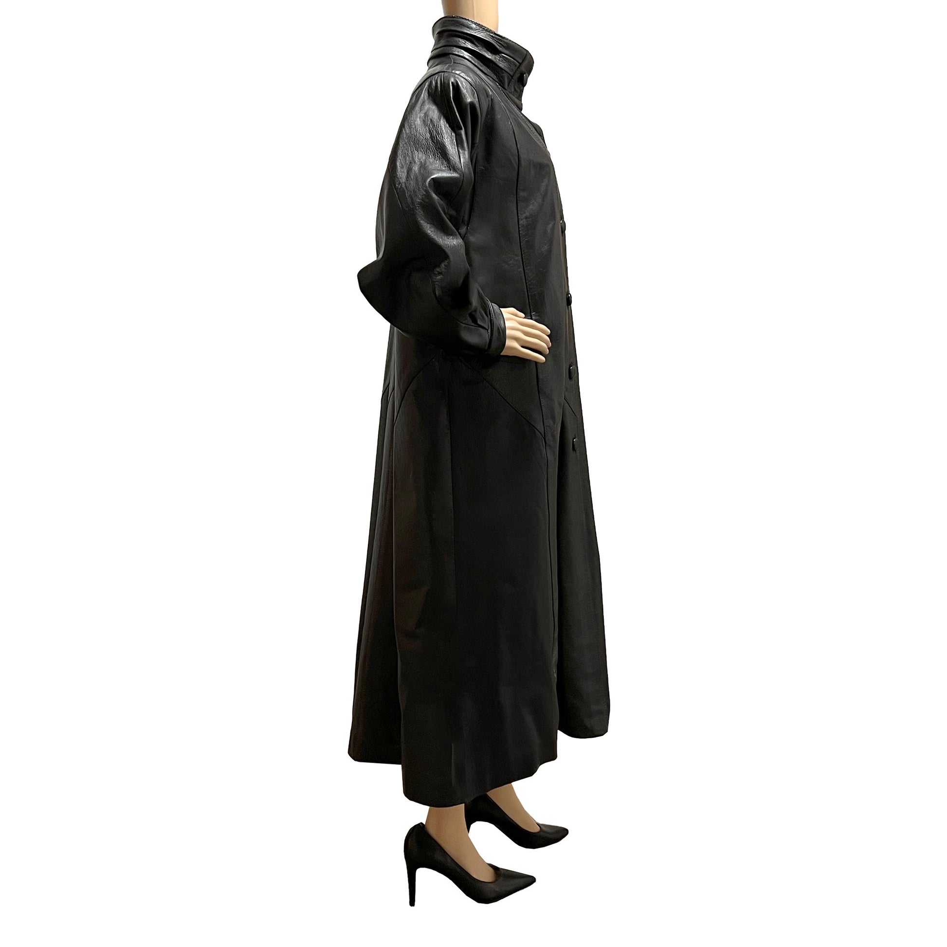 Vintage-Black-Leather-Coat.-XL-Leather-Museum.-Side-view.-Shop-eBargainsAndDeals.com