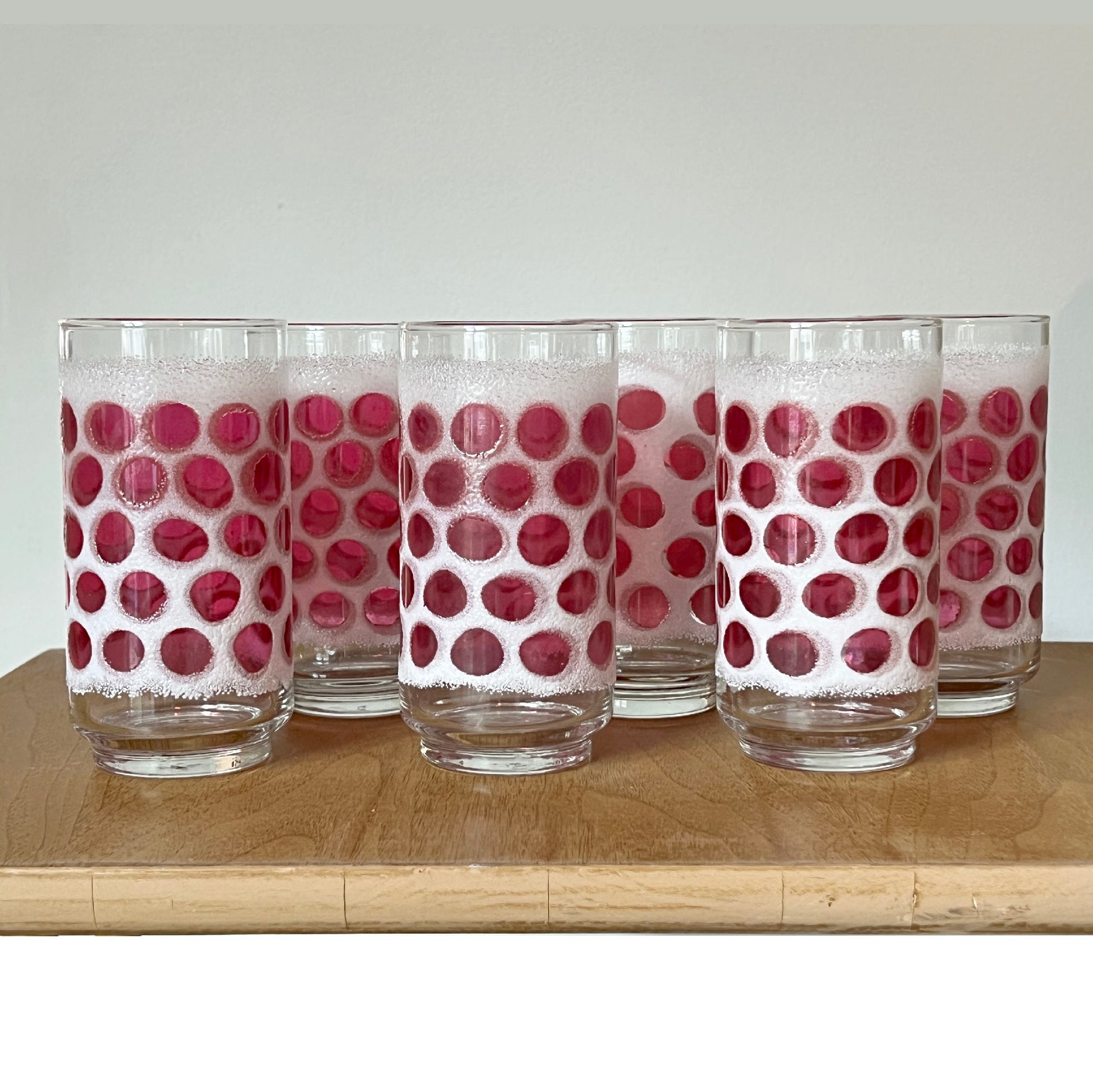 Vintage-Libbey-Concord-Cranberry-Pink-Dot-Glasses.-Shop-eBargainsAndDeals.com