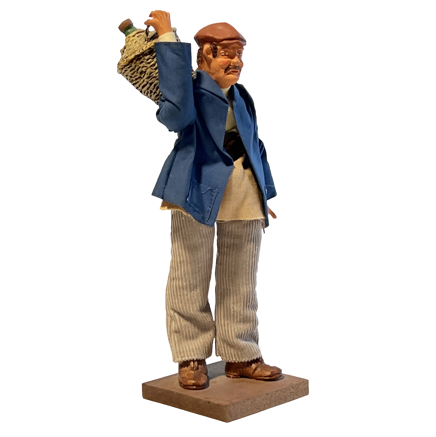 French Santon de Provence Grape Harvester Terracotta Figurine, Signed H. Cavasse