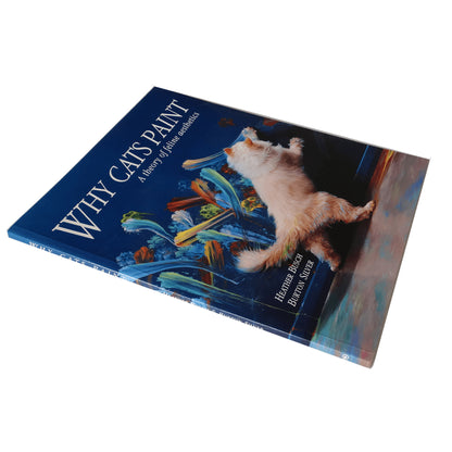 Book titled 'Why Cats Paint' with a cat painting on the cover