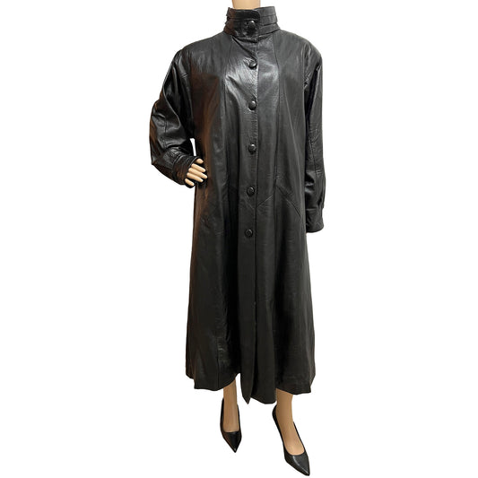 Womens-Vintage-Black-Leather-Coat.-XL-Leather-Museum.-Shop-eBargainsAndDeals.com