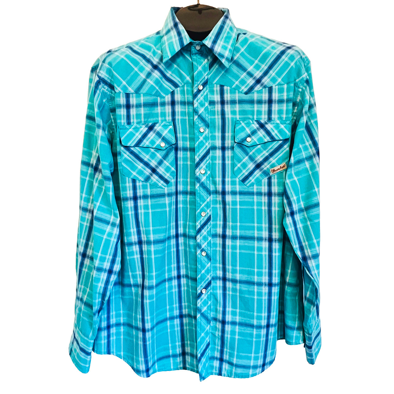 Wrancher-Wrangler-Blue-Plaid-Long-Sleeve-Western-Shirt.-Shop-eBargainsAndDeals.com