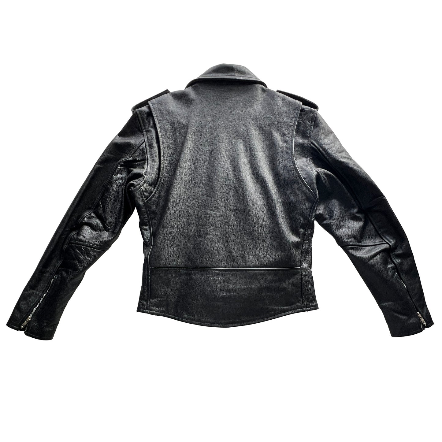 YAS-by-BESTSELLER-black-genuine-Leather-Biker-Jacket.-Back-view.-Size-XL