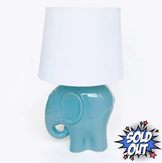 Teal Blue Ceramic Table Lamp for Nursery, Kid's Room. 16-in.