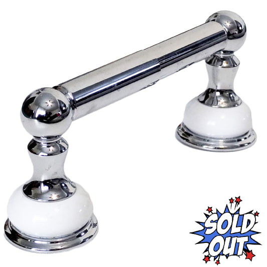 Mid-Century Polished Chrome and White Toilet Paper Holder, 8-3/4" Heavyweight