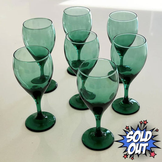 Libbey Juniper Green Teardrop Water Goblets - Set of 7