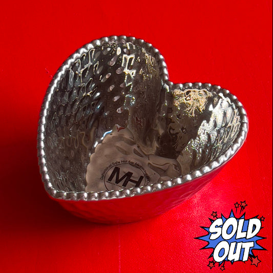 Miracle Home Collections Silver Hammered Heart Shaped Bowl