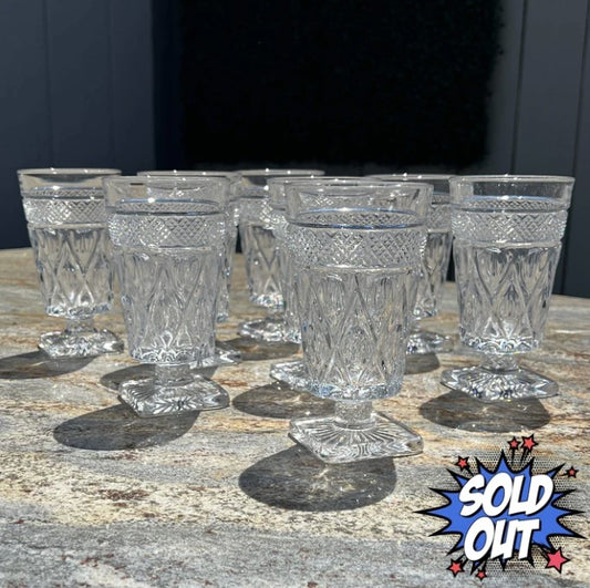 Iced Tea Glasses - Set of 8 - Imperial Glass Cape Cod Footed Tumblers