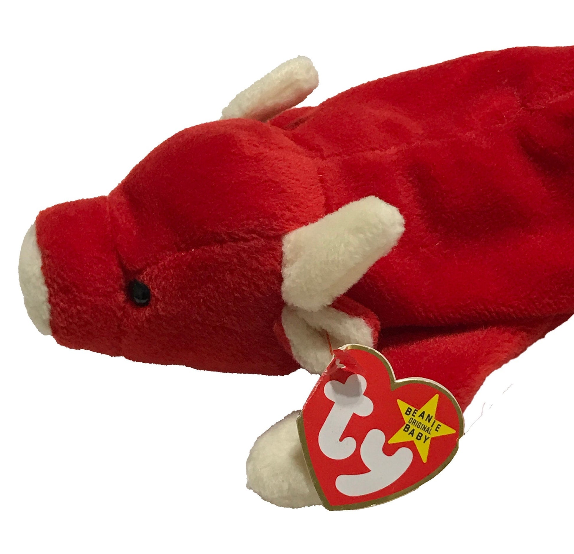 1995 TY Original Beanie Baby, SNORT the Bull Plush Collectible Toy PVC Pellets Tag Errors  