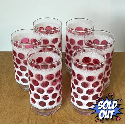 1960s Libbey Cranberry Concord Cooler Glasses, Highball Drinkware Set