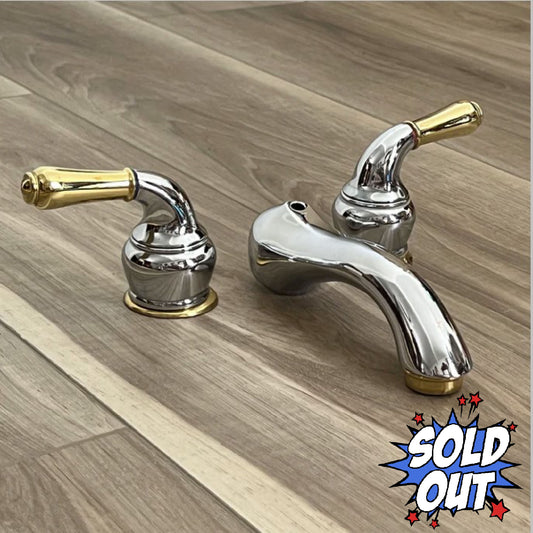 Polished Chrome and Brass Bathroom Faucet Set
