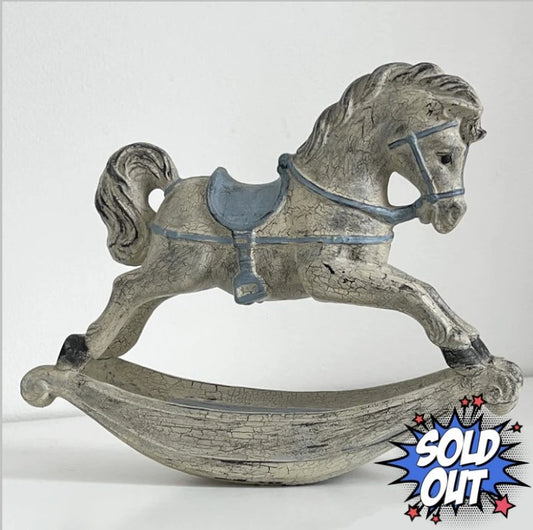 Ceramic Rocking Horse Figurine, Nursery Décor