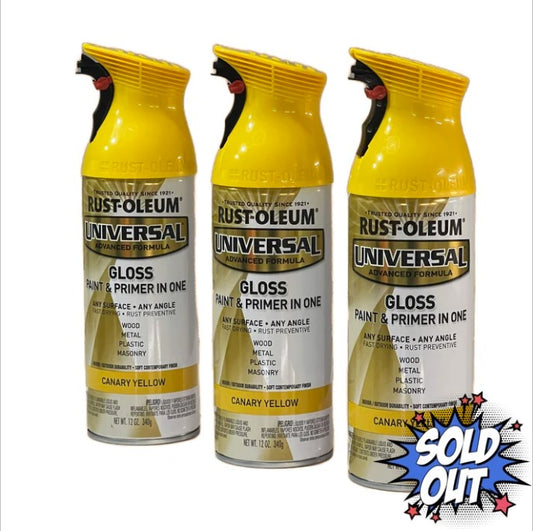 Rust-Oleum 245213 Universal Gloss Canary Yellow Paint and Primer - 3 Pack