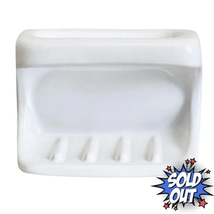 White Wall Mounted Bathroom Soap Dish with Grab Bar