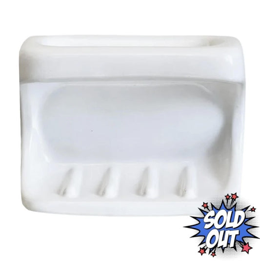 White Wall Mounted Bathroom Soap Dish with Grab Bar