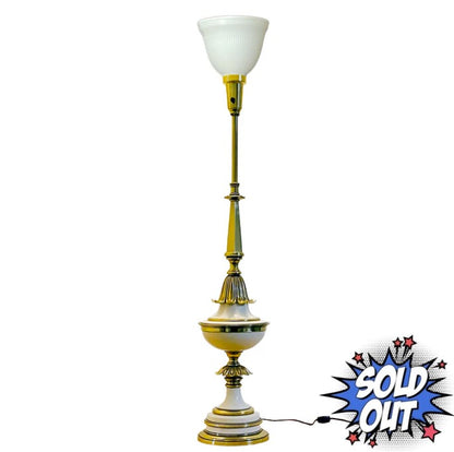 39" Stiffel Brass and Enamel Torchiere Table Lamp