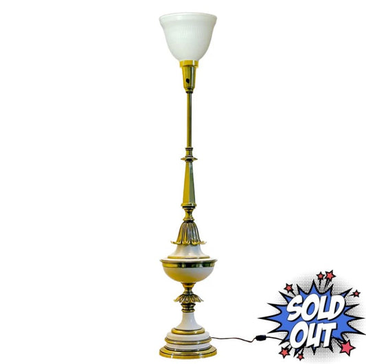 39" Stiffel Brass and Enamel Torchiere Table Lamp