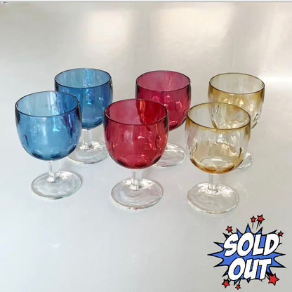 Bartlett Collins Coin Dot Goblets - Set of 6 - Colored Water/Wine Goblets