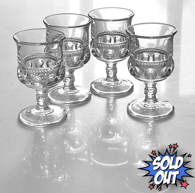 1940's Tiffin-Franciscan King's Crown Clear Water Goblets