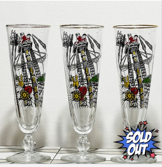 Libbey Treasure Island Pilsner Beer Glasses 8.5 in. Set of 3.