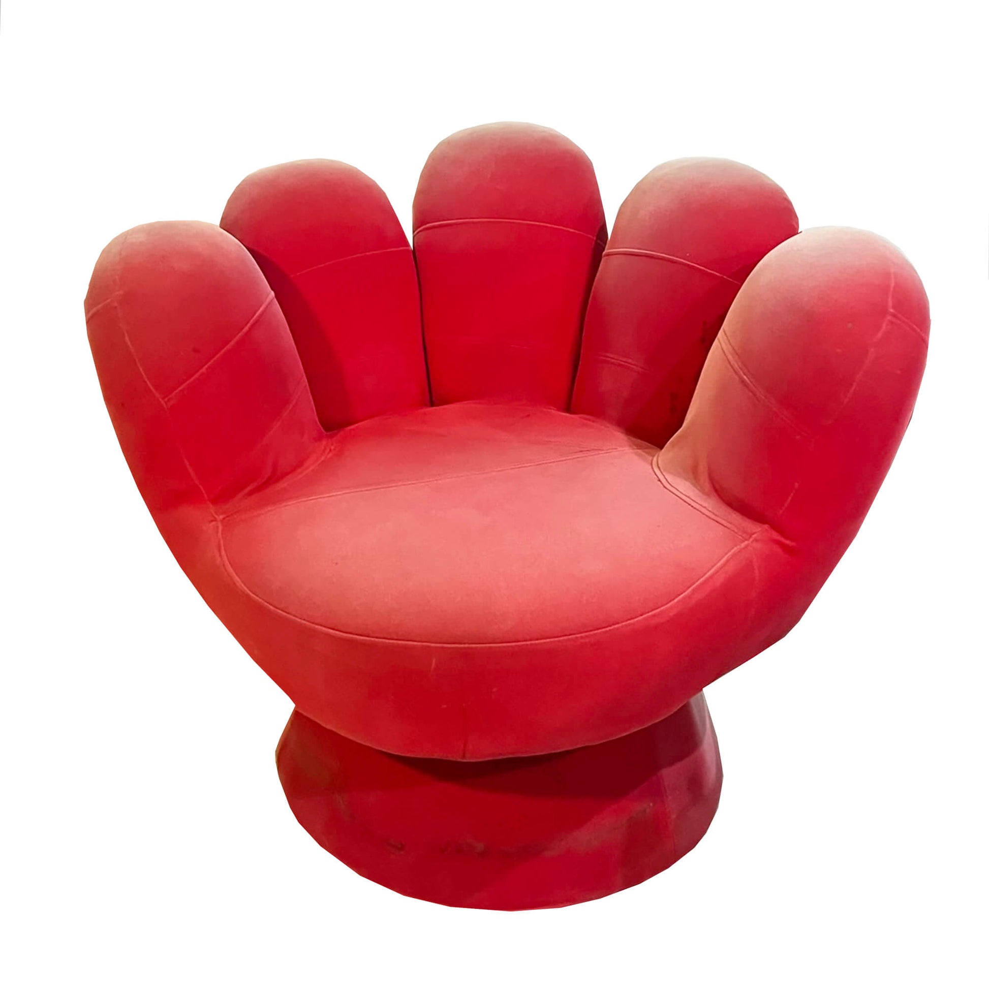 1970s-Red-Hand-Shaped-Groovy-Swivel-Chair