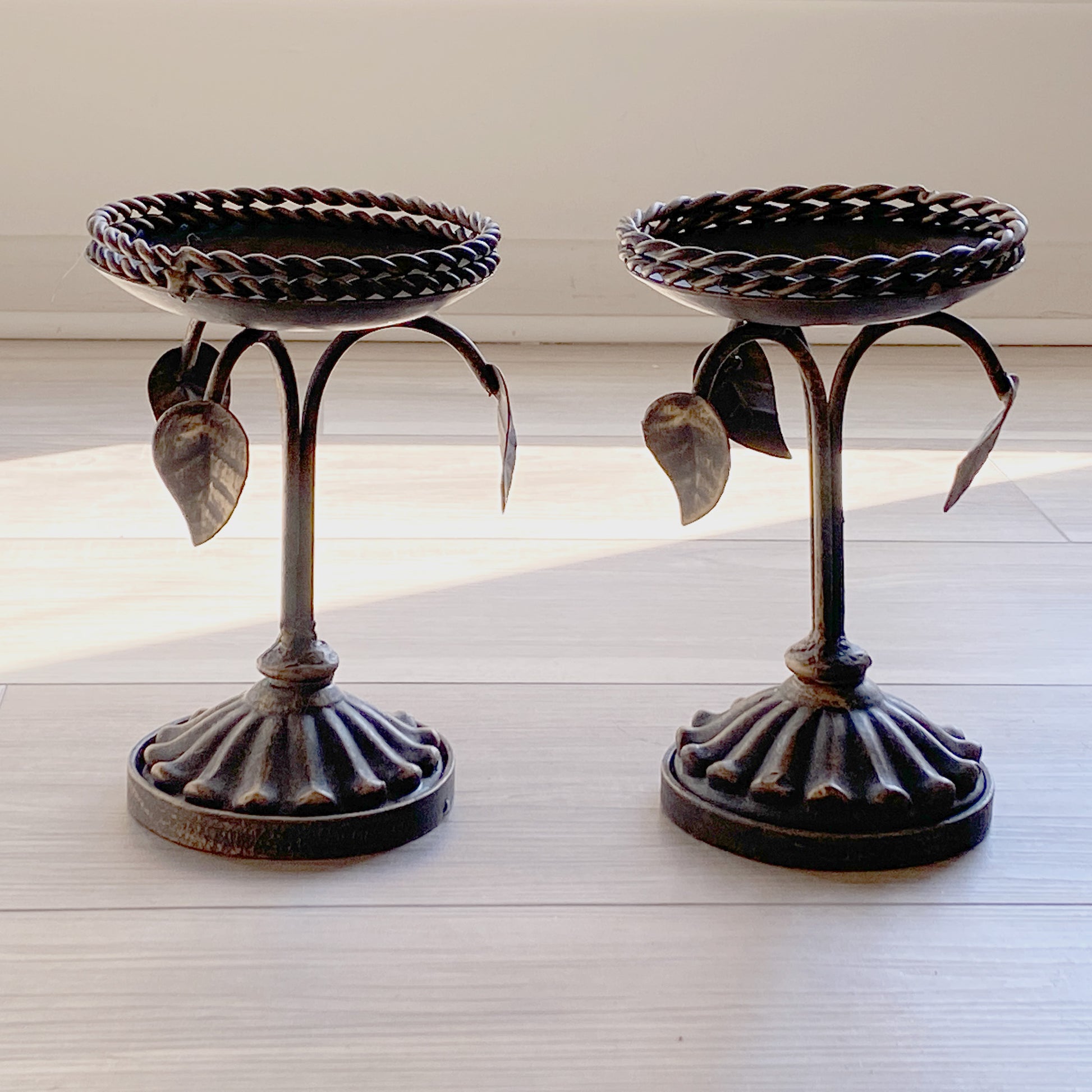 Set-of-2-antique-bronze-pillar-candle-holders,-Shop-eBargainsAndDeals.com