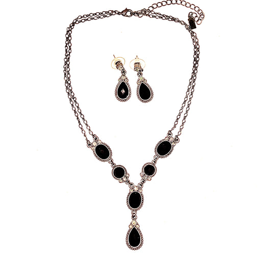 Black-Onyx-and-Diamond-Necklace-and-matching-earrings.2-Shop-www.eBargainsAndDeals.com