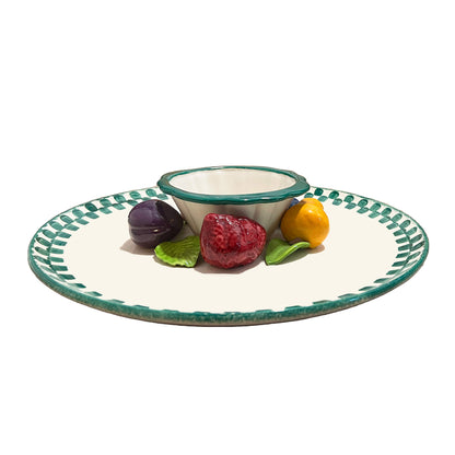 Cali-Vintage-Ceramic-Fruit-and-Dip-Serving-Plate-with-Bowl-side-view..