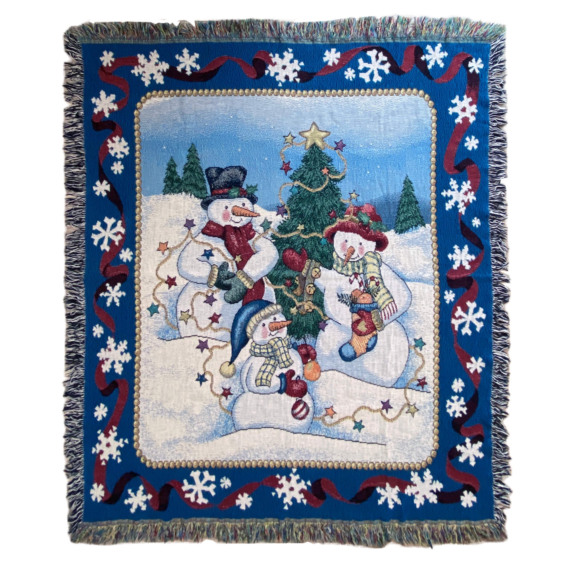 Christmas-Theme-Tapestry-Throw-Blanket_-with-Snowmen_-Xmas-Tree.-Shop-eBargainsAndDeals.com