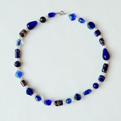 Cobalt-Beads-and-Pearl-Necklace_Vintage_Handmade