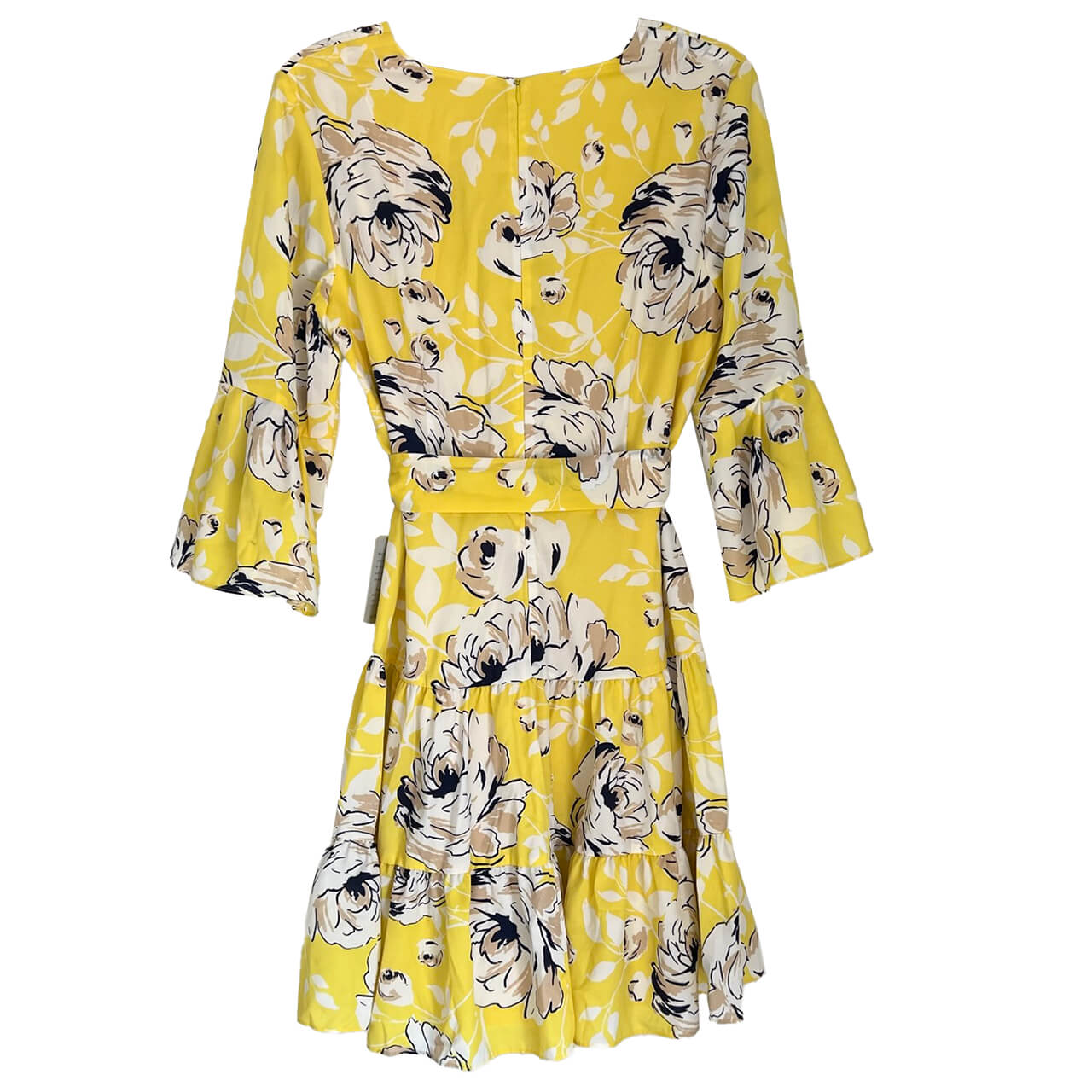 Eliza-J-Yellow-Floral-Print-Flounce-Dress_Size-14. Back view