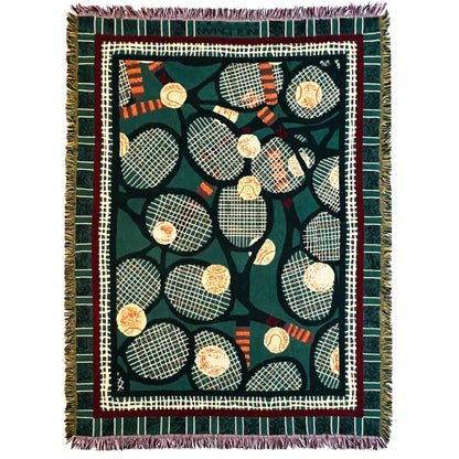 Goodwin-Weavers-Green-Tapestry-Tennis-Theme-Throw-Blanket.-Shop-eBargainsAndDeals