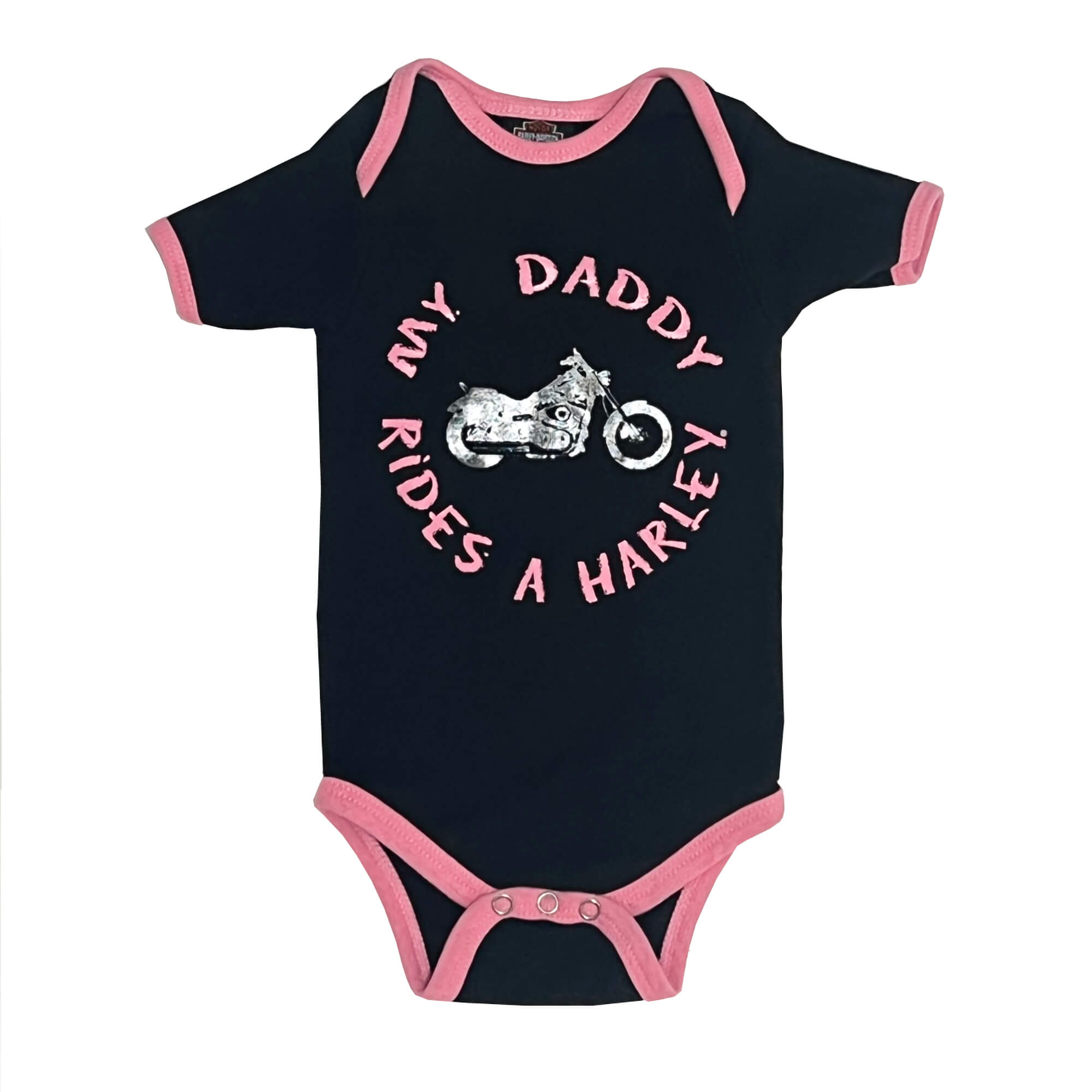 Harley Davidson Baby Black Pink Onesie 9M 12M My Daddy Rides A Harley eBargainsAndDeals Vintage Store