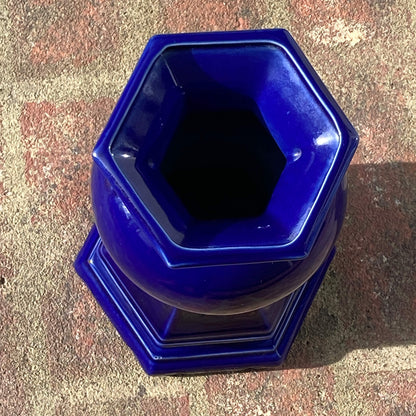 royal-cobalt-blue-ceramic-flower-vase,-top-view,-shop-eBargainsAndDeals.com.