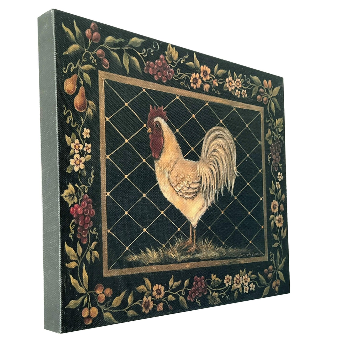 Old-World-Rooster-on-Stretched-Canvas-Kimberly-Poloson-Wall-Art-Angle-view